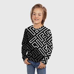 Лонгслив детский Черно белый лабиринт, цвет: 3D-принт — фото 2