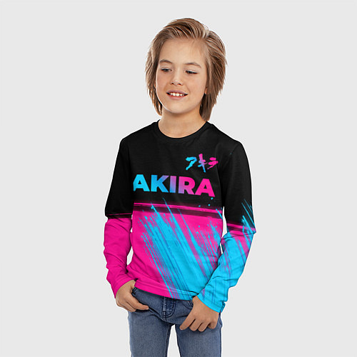 Детский лонгслив Akira - neon gradient: символ сверху / 3D-принт – фото 3