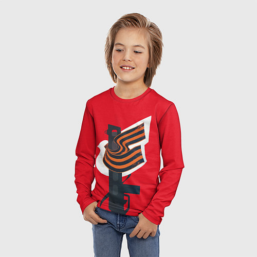 Детский лонгслив 9 Мая День Победы оружие и георгиевская лента / 3D-принт – фото 3
