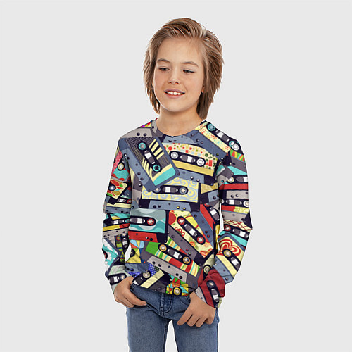 Детский лонгслив Касеты 80-е / 3D-принт – фото 3