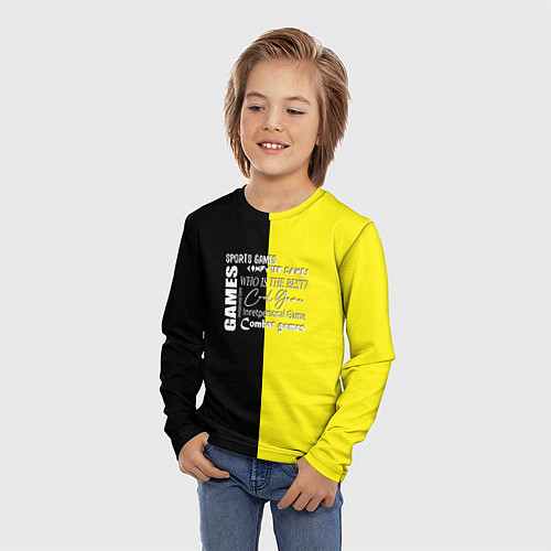 Детский лонгслив Лимонно-черный фон / 3D-принт – фото 3