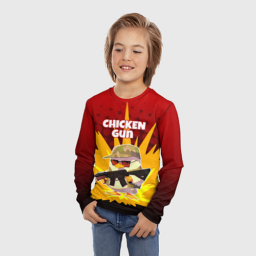 Детский лонгслив Chicken Gun - спецназ / 3D-принт – фото 3