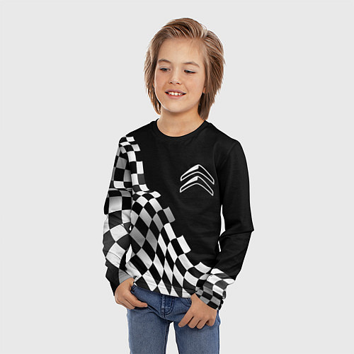 Детский лонгслив Citroen racing flag / 3D-принт – фото 3