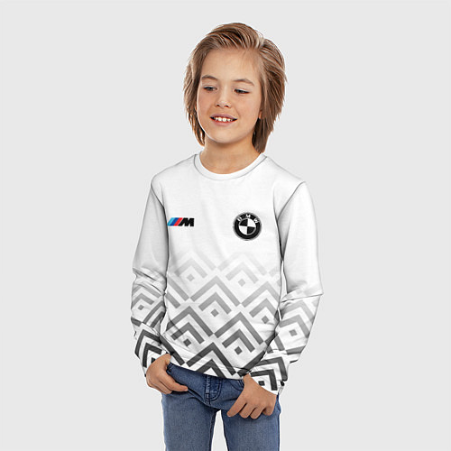 Детский лонгслив BMW m power - белый / 3D-принт – фото 3