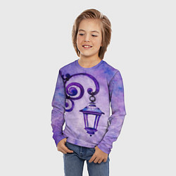 Лонгслив детский Уличный фиолетовый фонарь, цвет: 3D-принт — фото 2