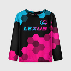 Лонгслив детский Lexus - neon gradient: символ сверху, цвет: 3D-принт
