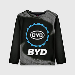Лонгслив детский BYD в стиле Top Gear со следами шин на фоне, цвет: 3D-принт