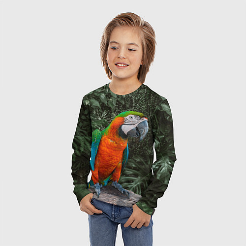 Детский лонгслив Попугай Макао / 3D-принт – фото 3