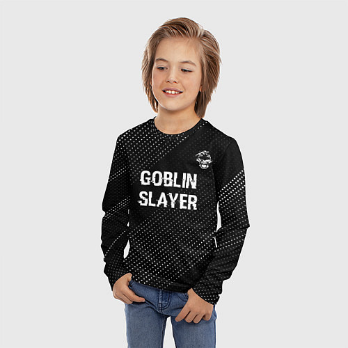 Детский лонгслив Goblin Slayer glitch на темном фоне: символ сверху / 3D-принт – фото 3