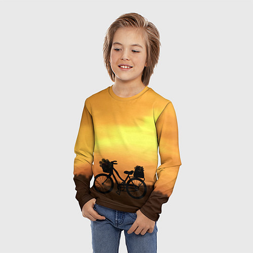 Детский лонгслив Велосипед на закате / 3D-принт – фото 3