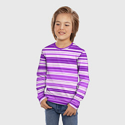 Лонгслив детский Фиолетовые полосы, цвет: 3D-принт — фото 2