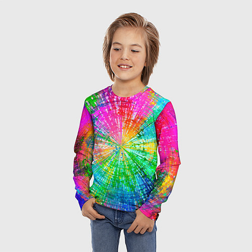 Детский лонгслив Радужное излучение / 3D-принт – фото 3