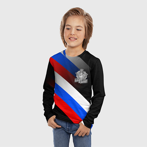 Детский лонгслив Пограничные войска - флаг РФ / 3D-принт – фото 3