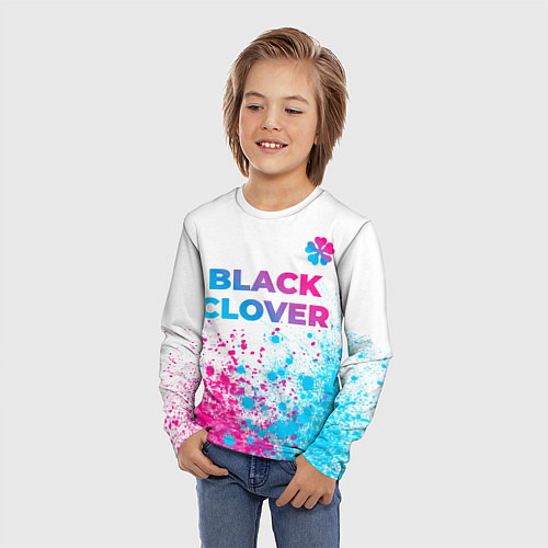 Детский лонгслив Black Clover neon gradient style: символ сверху / 3D-принт – фото 3