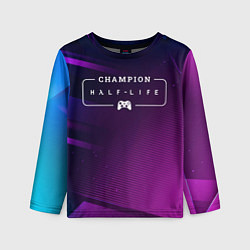 Лонгслив детский Half-Life gaming champion: рамка с лого и джойстик, цвет: 3D-принт