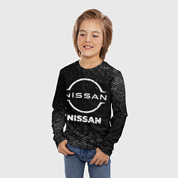 Лонгслив детский Nissan с потертостями на темном фоне, цвет: 3D-принт — фото 2