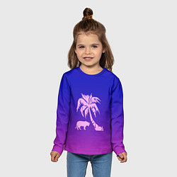 Лонгслив детский Пальма лето градиент, цвет: 3D-принт — фото 2