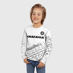 Лонгслив детский Yamaha speed на светлом фоне со следами шин: симво, цвет: 3D-принт — фото 2