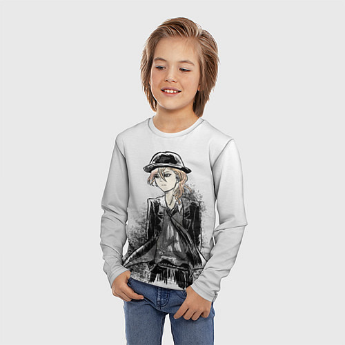 Детский лонгслив Чуя на белом фоне / 3D-принт – фото 3