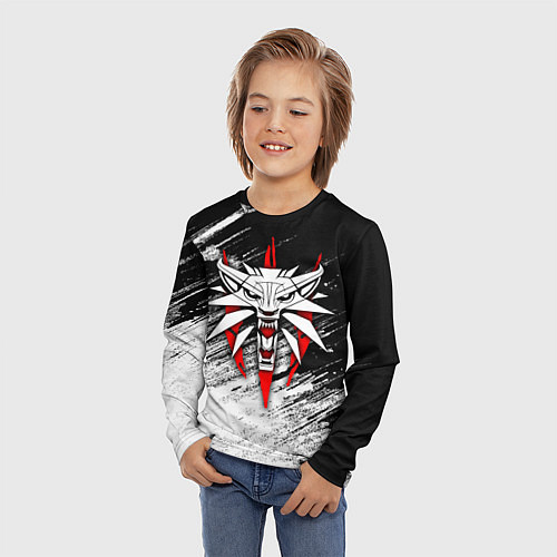 Детский лонгслив The witcher - школа белого волка / 3D-принт – фото 3