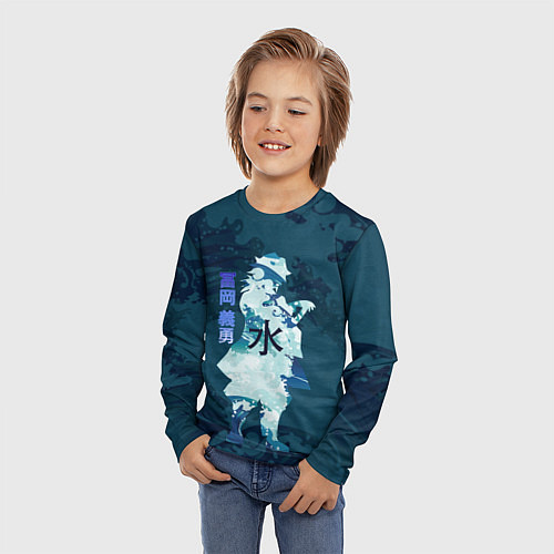 Детский лонгслив Kimetsu no Yaiba Гию Томиока и волны / 3D-принт – фото 3