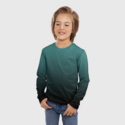 Лонгслив детский Градиент зелено-черный, цвет: 3D-принт — фото 2