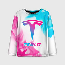 Лонгслив детский Tesla neon gradient style, цвет: 3D-принт