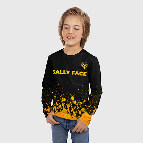 Детский лонгслив Sally Face - gold gradient: символ сверху / 3D-принт – фото 3