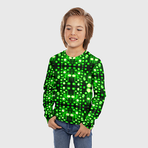 Детский лонгслив Ярко-зелёный точечный узор / 3D-принт – фото 3
