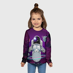 Лонгслив детский Космонавт с планетами и звездами, цвет: 3D-принт — фото 2