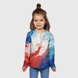 Лонгслив детский Белый синий красный, цвет: 3D-принт — фото 2