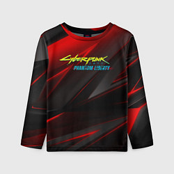 Лонгслив детский Cyberpunk 2077 phantom liberty red black logo, цвет: 3D-принт