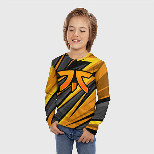 Детский лонгслив Fnatic - киберспорт желтый / 3D-принт – фото 3