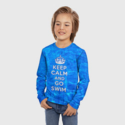 Лонгслив детский Будь спокоен и плавай, цвет: 3D-принт — фото 2