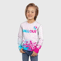 Лонгслив детский Fallout neon gradient style: символ сверху, цвет: 3D-принт — фото 2