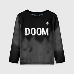 Лонгслив детский Doom glitch на темном фоне: символ сверху, цвет: 3D-принт
