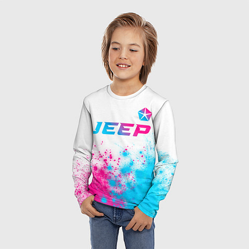 Детский лонгслив Jeep neon gradient style: символ сверху / 3D-принт – фото 3