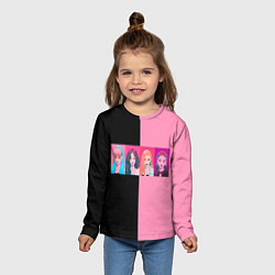 Лонгслив детский Группа Black pink на черно-розовом фоне, цвет: 3D-принт — фото 2