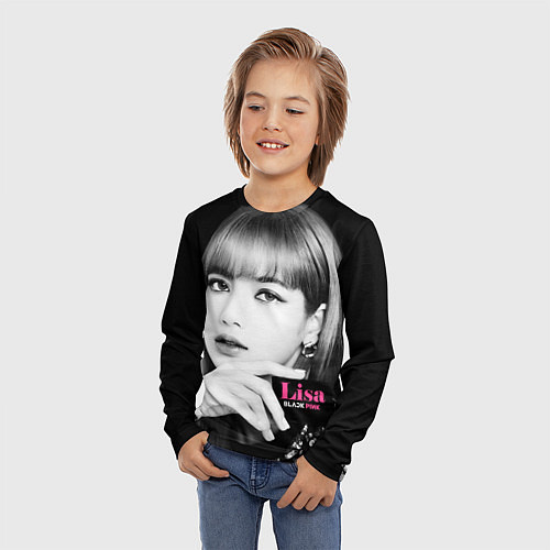 Детский лонгслив Blackpink Lisa Business card / 3D-принт – фото 3