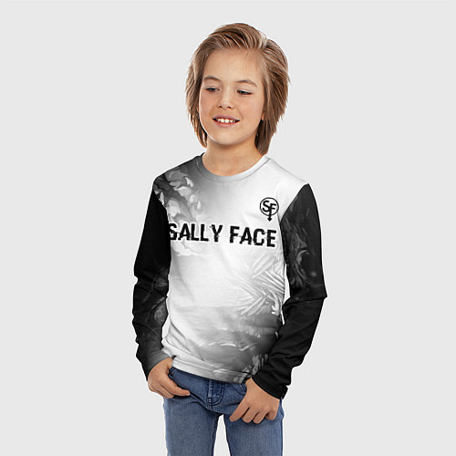Детский лонгслив Sally Face glitch на светлом фоне: символ сверху / 3D-принт – фото 3