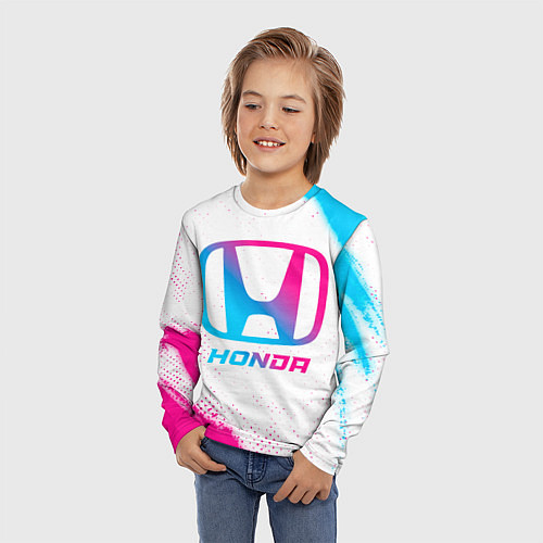 Детский лонгслив Honda neon gradient style / 3D-принт – фото 3