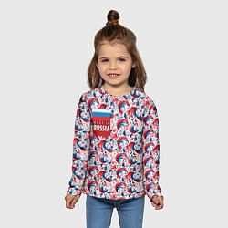 Лонгслив детский Флаг России и русские узоры, цвет: 3D-принт — фото 2