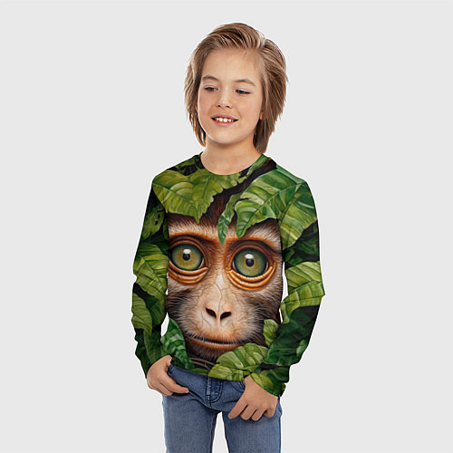 Детский лонгслив Обезьяна в джунглях / 3D-принт – фото 3