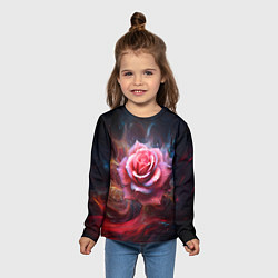 Лонгслив детский Алая космическая роза - Нейросеть, цвет: 3D-принт — фото 2