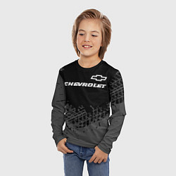 Лонгслив детский Chevrolet speed на темном фоне со следами шин: сим, цвет: 3D-принт — фото 2