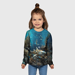 Лонгслив детский Механическая акула, цвет: 3D-принт — фото 2
