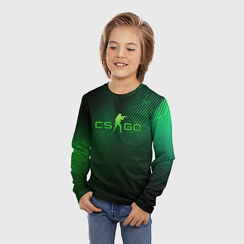 Детский лонгслив CSGO green logo / 3D-принт – фото 3