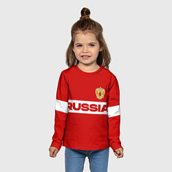 Лонгслив детский Russia - красно-белый, цвет: 3D-принт — фото 2