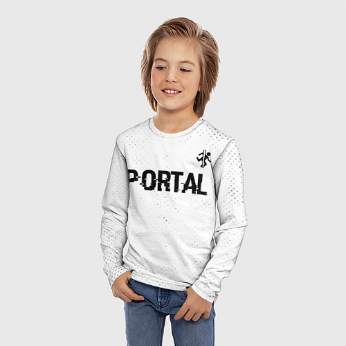Детский лонгслив Portal glitch на светлом фоне: символ сверху / 3D-принт – фото 3