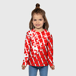 Лонгслив детский Киберпанк квадраты красные, цвет: 3D-принт — фото 2
